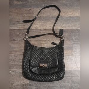 Coach Leather Kristen Woven Purse Bag L1169-19314 Shoulder Bad Crossbody Black.